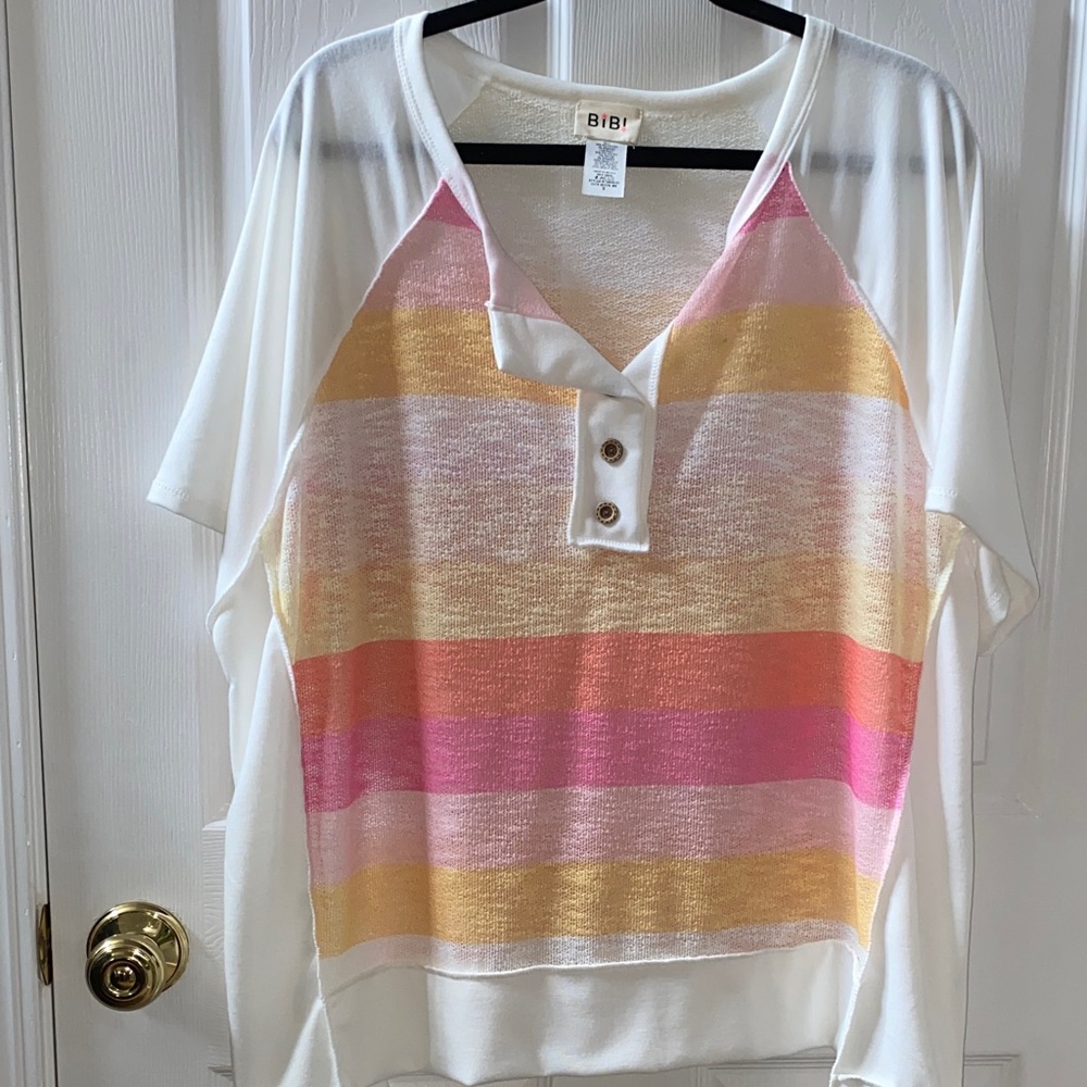 BiBi Women's Colorful Striped V-Neck Blouse
